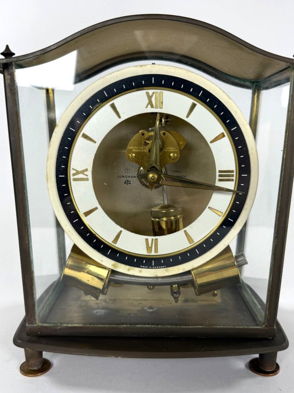 Junghans ATO Antique Mantel Clock 7-Jewel Anticlimatic Electronic Germany Brass